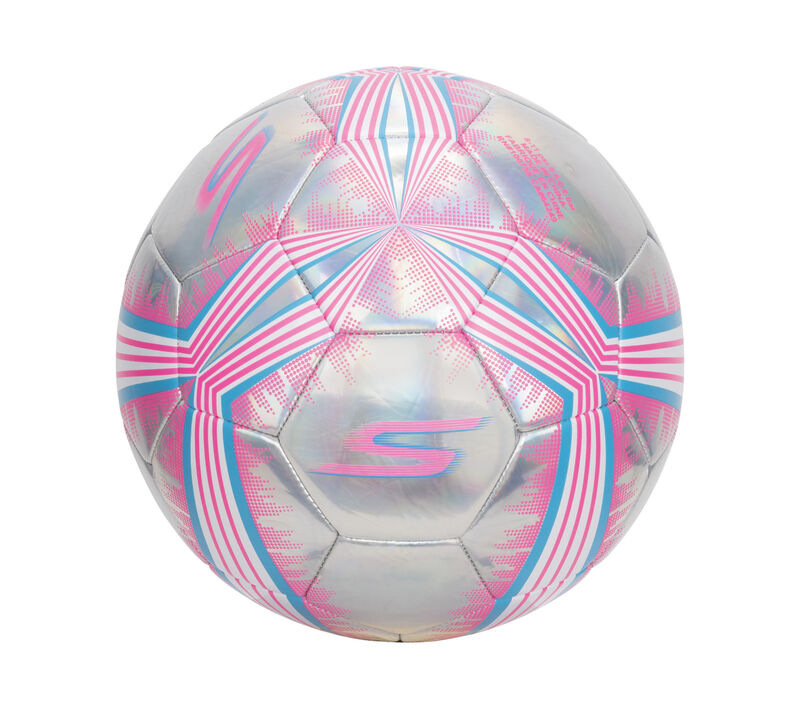 Hex Multi Mini Stripe Size 5 Soccer Ball, STŘÍBRNÁ / SVĚTLE RŮŽOVÁ, largeimage number 0