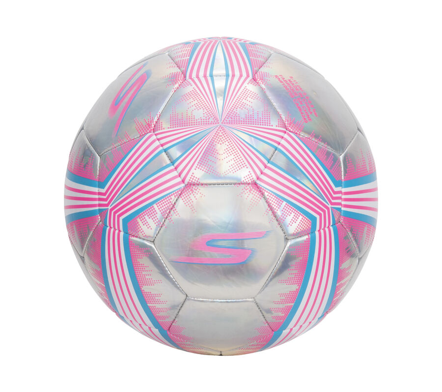 Hex Multi Mini Stripe Size 5 Soccer Ball, STŘÍBRNÁ / SVĚTLE RŮŽOVÁ, largeimage number 0