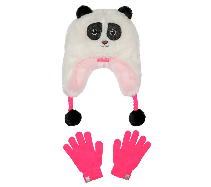 Panda Faux Fur Hat and Gloves Set, KRÉMOVĚ BÍLÝ, largeimage number 0