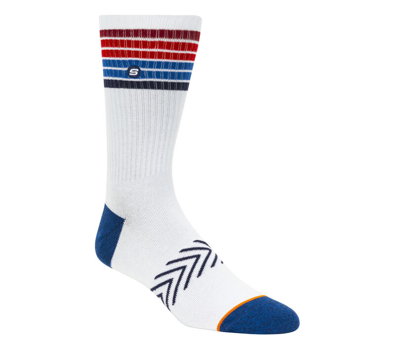 1 Pack Americana Stripe Crew Socks, BÍLÝ, largeimage number 0
