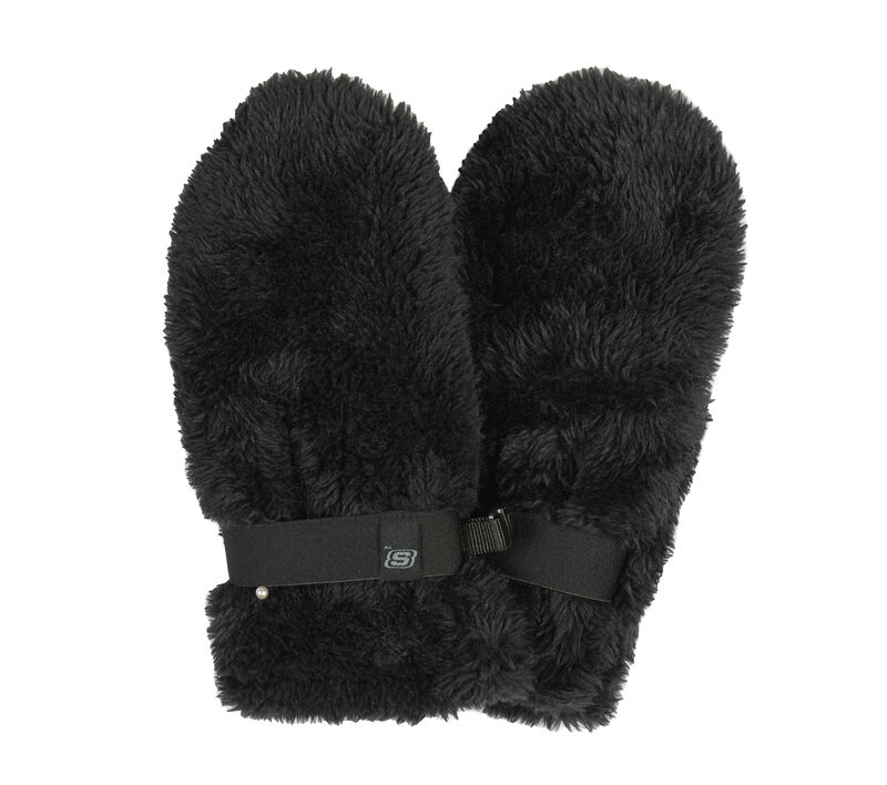 Faux Fur Mittens - 1 Pack, BLACK, largeimage number 0