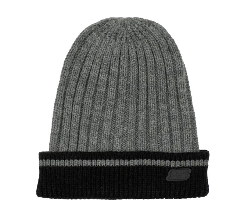 Rib Knit Beanie Hat, ŠEDÁ, largeimage number 0